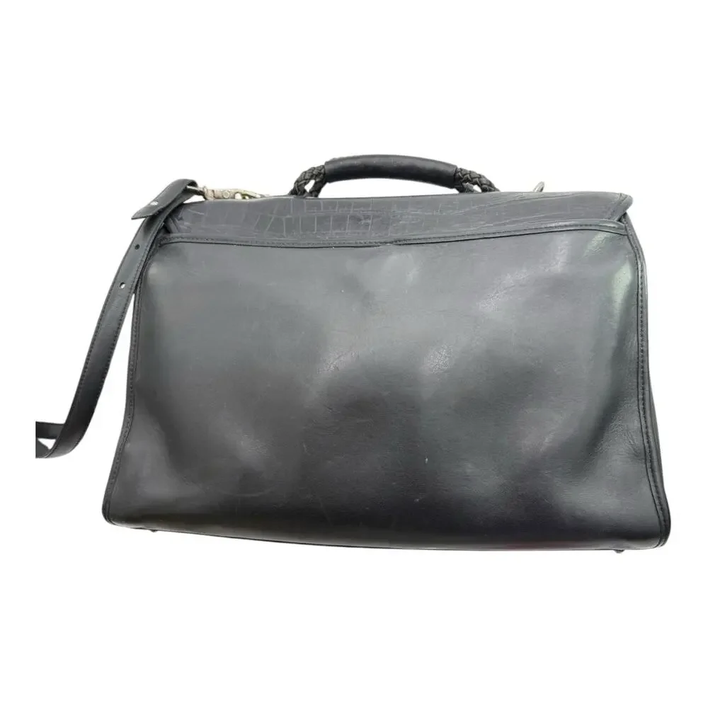 Brighton Black‎ Leather Briefcase Satchel Laptop Travel Shoulder Bag Vintage VGC